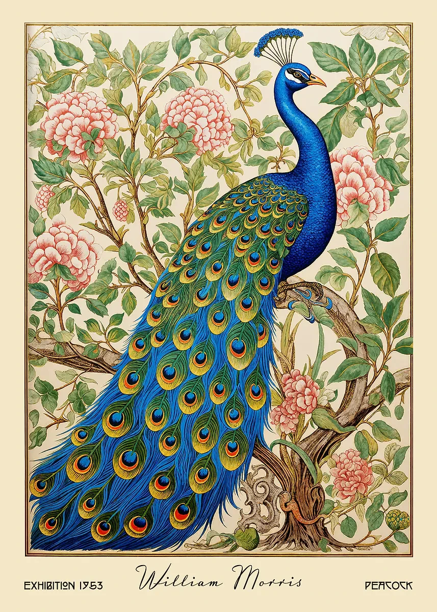 Plakat z pawiem – vintage boho Wzór 10