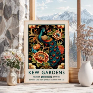 Pawie William Morris - plakat botaniczny vintage Biały