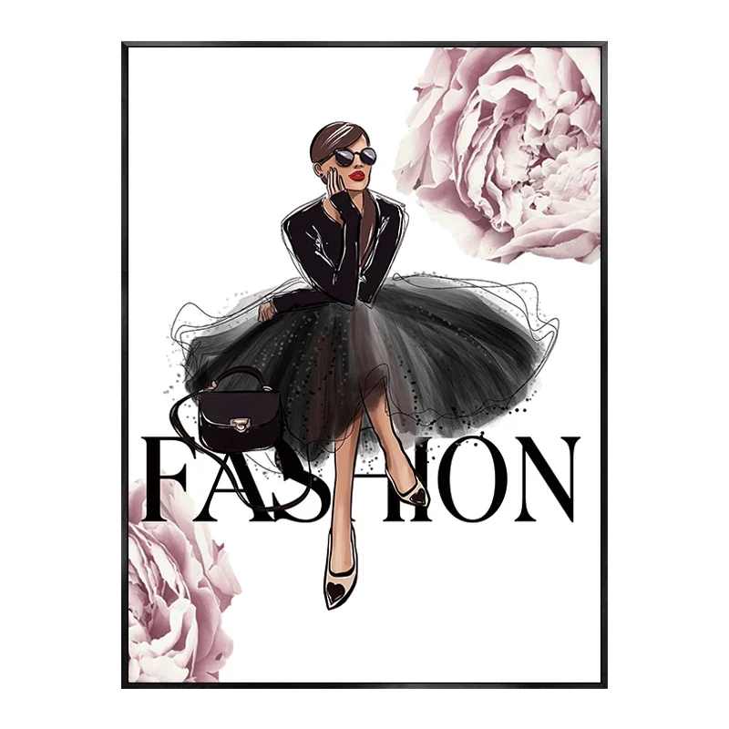 Plakat z perfumami, kwiatami i ustami w stylu glamour Zielony