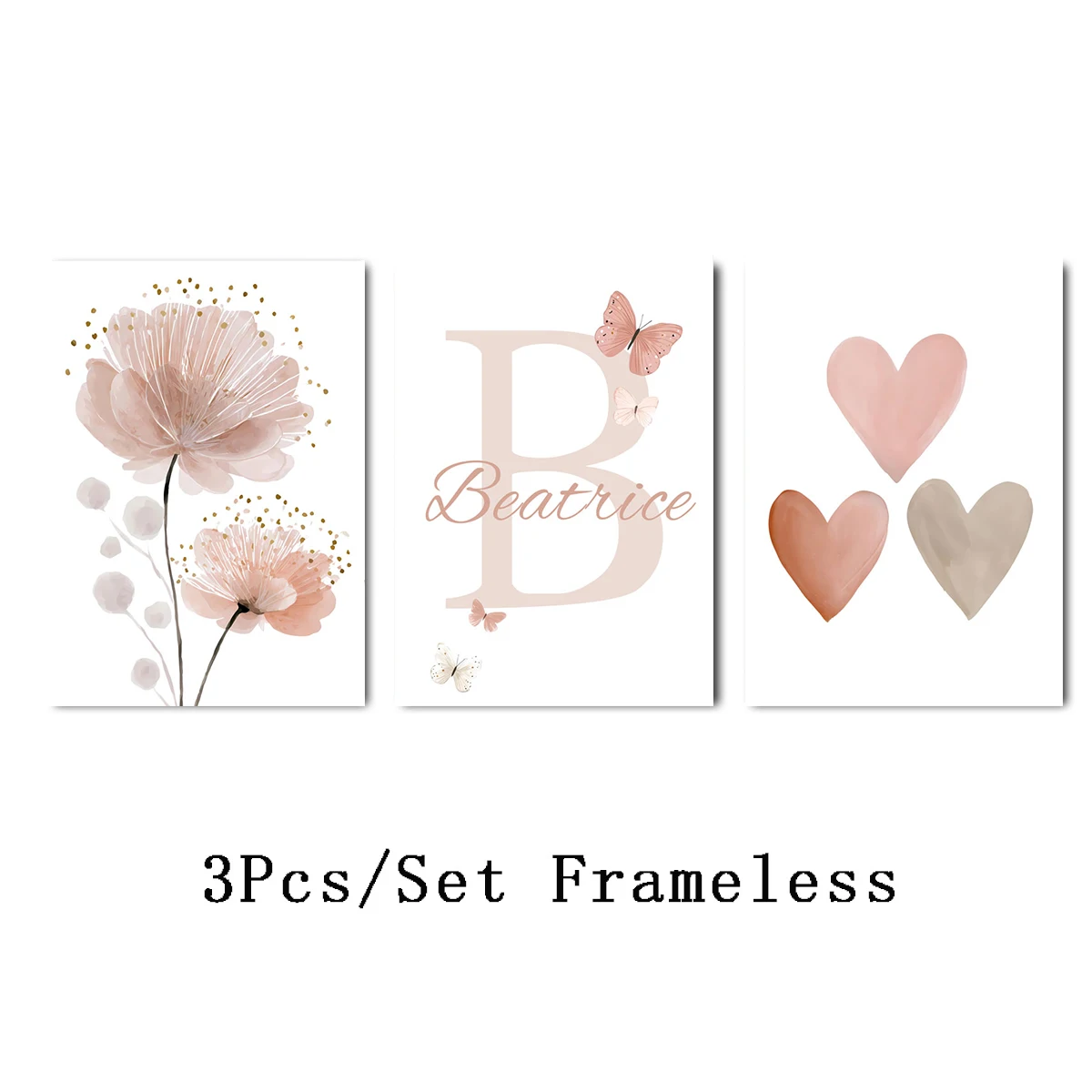 Personalizowany plakat boho z imieniem - zestaw 3 szt. Custom14 name