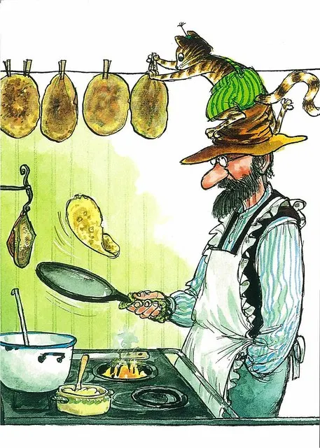 Pettson i Findus - kolorowy plakat do pokoju dziecięcego Fioletowy/фиолетовый