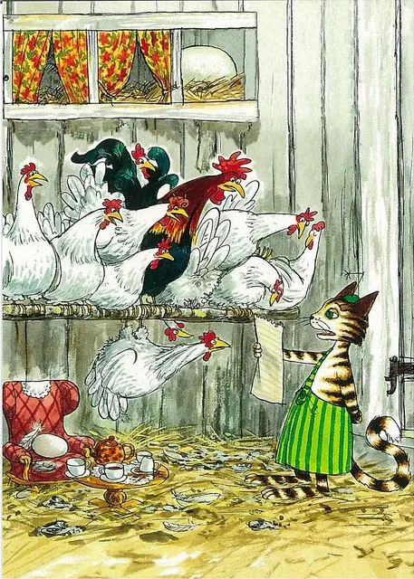 Pettson i Findus - kolorowy plakat do pokoju dziecięcego Pomarańczowy