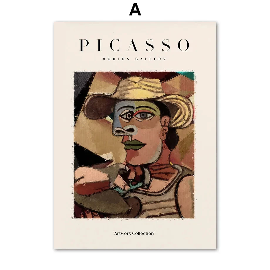 Plakat Picasso czarna abstrakcja w stylu nordyckim żółty