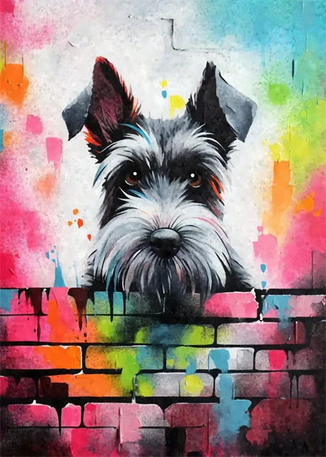 Kolorowy pies graffiti - plakat pop art Burgundia