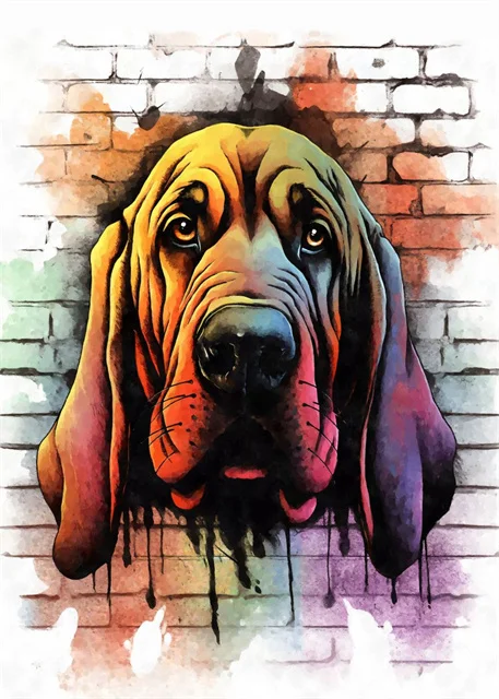Kolorowy pies graffiti - plakat pop art Ciemny szary