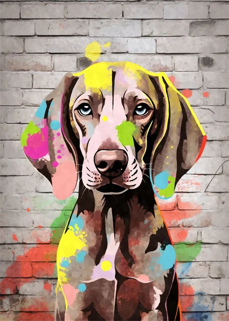 Kolorowy pies graffiti - plakat pop art Fioletowy/фиолетовый