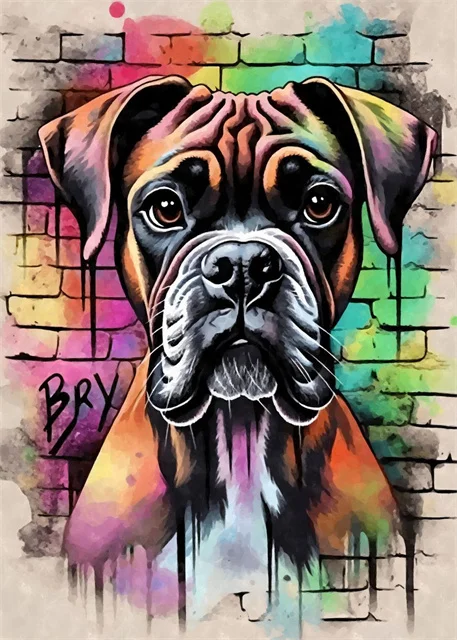 Kolorowy pies graffiti - plakat pop art Jasnozielony