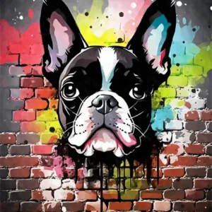Kolorowy pies graffiti - plakat pop art Jasnożółty