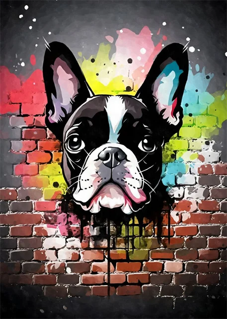 Kolorowy pies graffiti - plakat pop art Jasnożółty