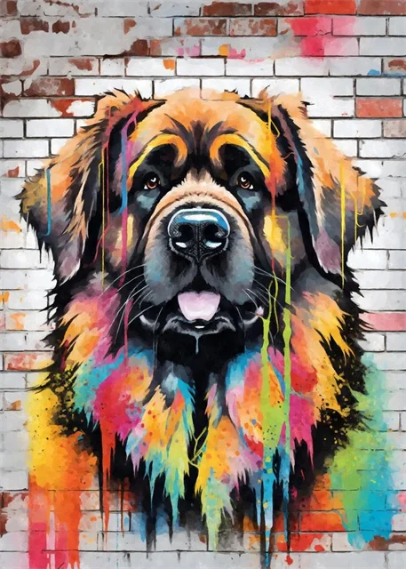 Kolorowy pies graffiti - plakat pop art Zielony