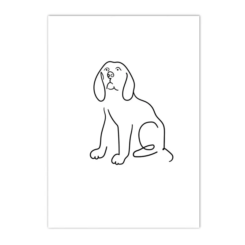 Plakat z psem i kotem line art Wzór 2