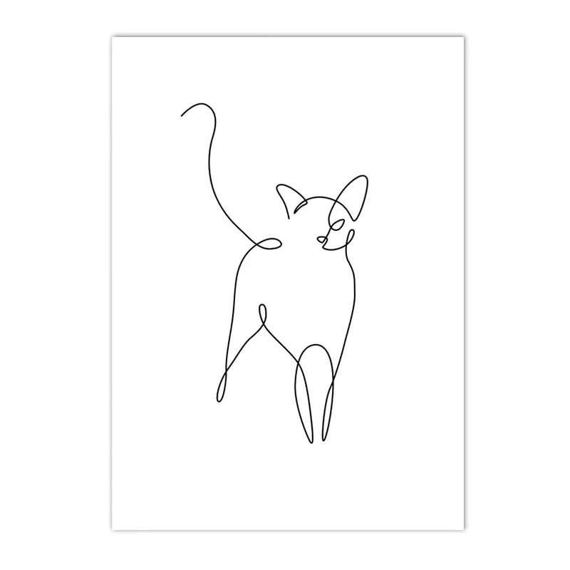 Plakat z psem i kotem line art Wzór 3