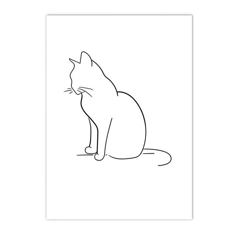 Plakat z psem i kotem line art Wzór 5