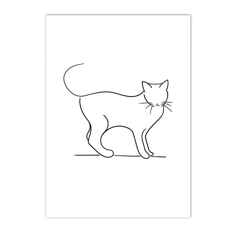 Plakat z psem i kotem line art Wzór 6