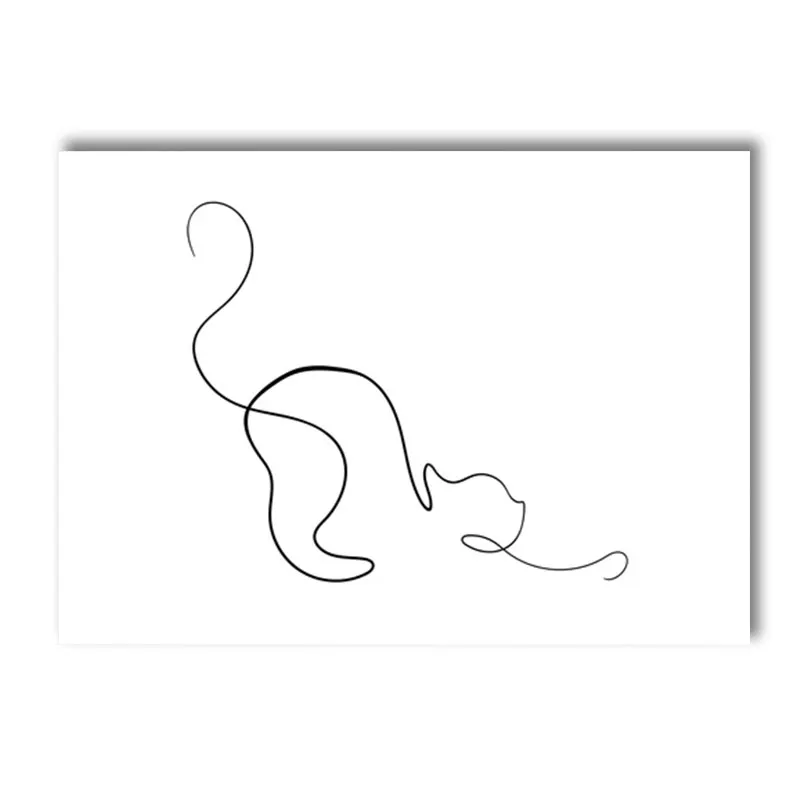 Plakat z psem i kotem line art Wzór 7