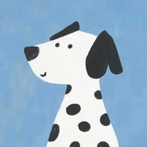 Plakat z pieskiem - kolorowa ilustracja w stylu nordyckim Wzór 1