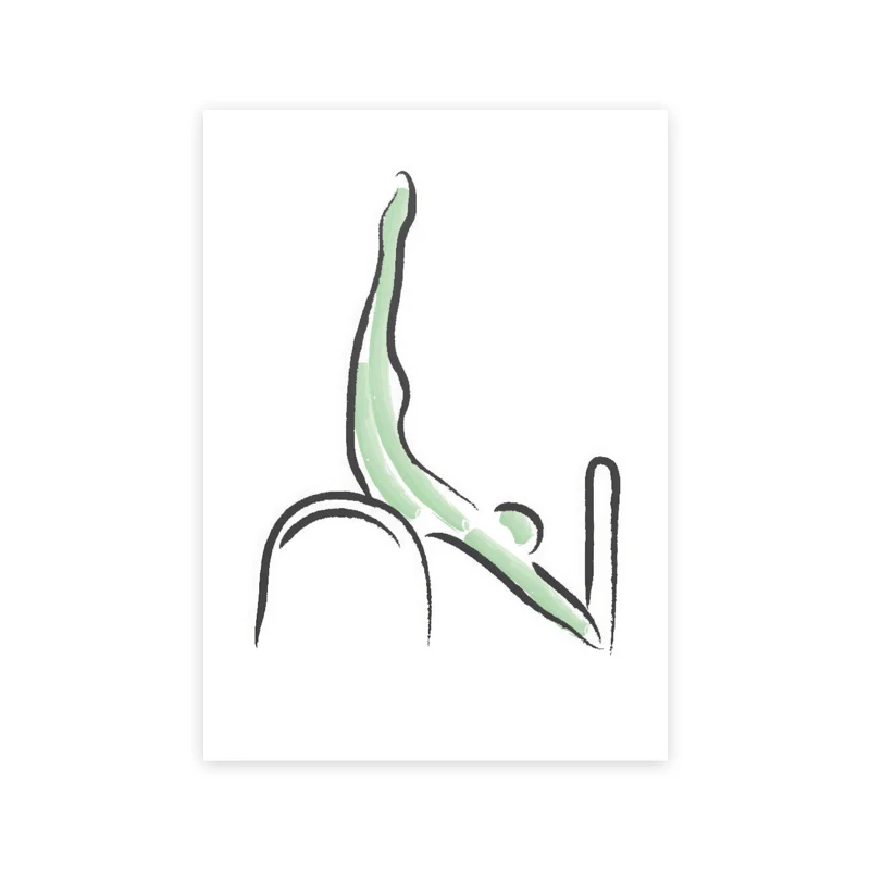 Pilates - kolorowy plakat z pozami Zielony