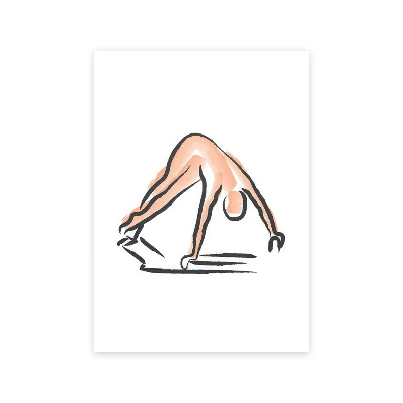 Pilates - kolorowy plakat z pozami żółty
