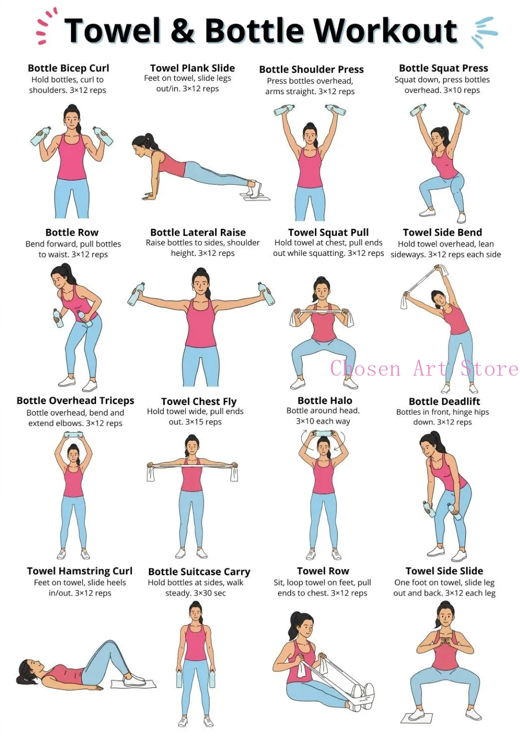 Plan treningu fitness - plakat na siłownię Brązowy