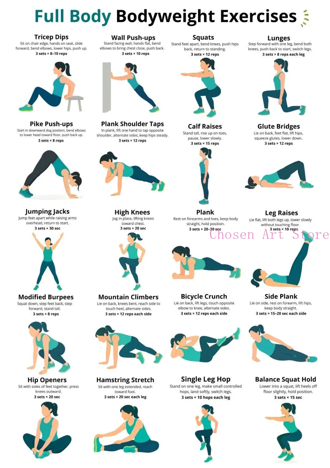 Plan treningu fitness - plakat na siłownię Jasnoszary