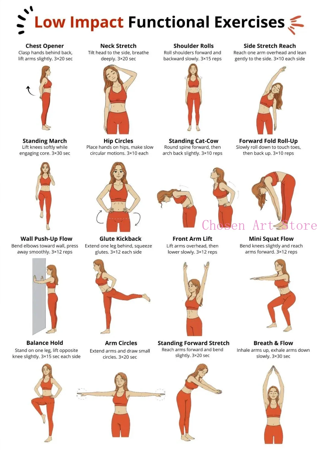 Plan treningu fitness - plakat na siłownię Pomarańczowy