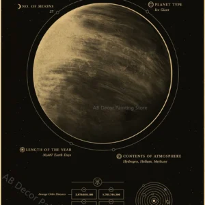 Plakat planety i kosmos - astronomia retro Wzór 1