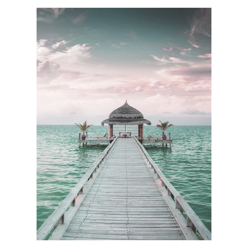 Plakat plaża i morze letni Fioletowy