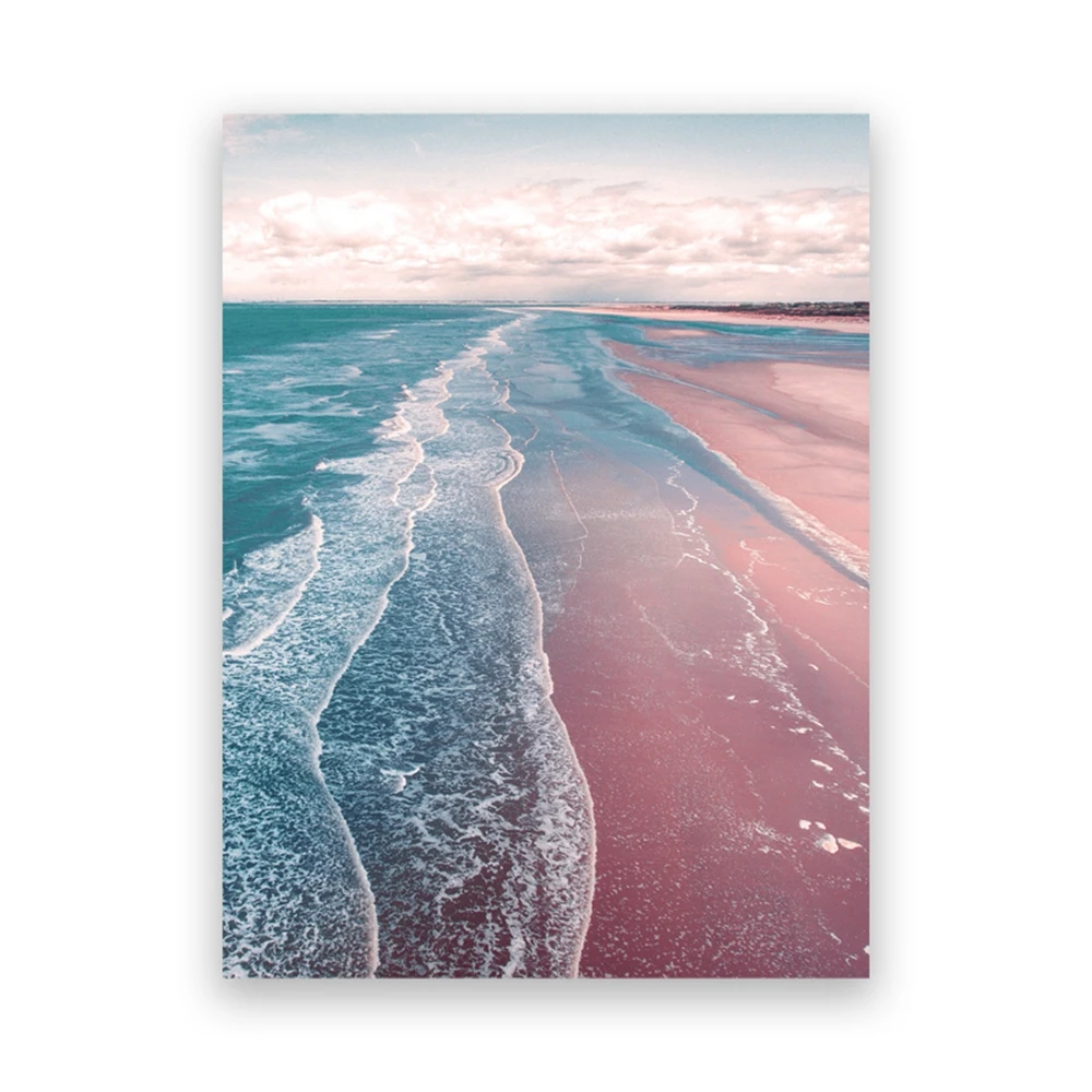 Ocean z lotu ptaka - plakat fotograficzny plaży żółty