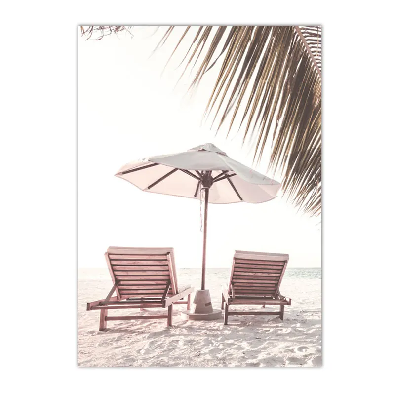 Plakat plażowy z palmami i rozgwiazdą w stylu retro Armijna zieleń
