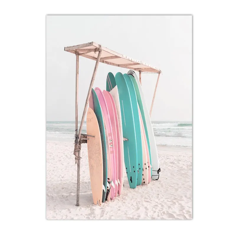 Plakat plażowy z palmami i rozgwiazdą w stylu retro Brązowy