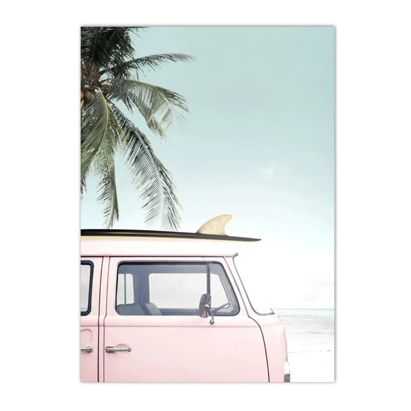 Plakat plażowy z palmami i rozgwiazdą w stylu retro Granatowy