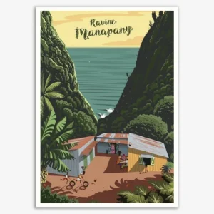 Plakat Reunion - vintage podroze i krajobraz Wzór 1