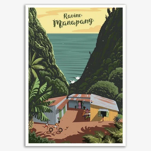 Plakat Reunion - vintage podroze i krajobraz Wzór 1