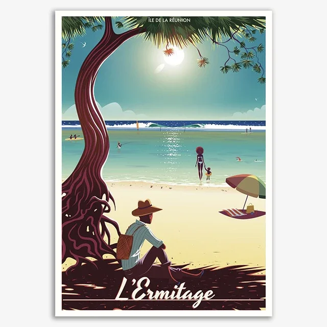 Plakat Reunion - vintage podroze i krajobraz Wzór 4