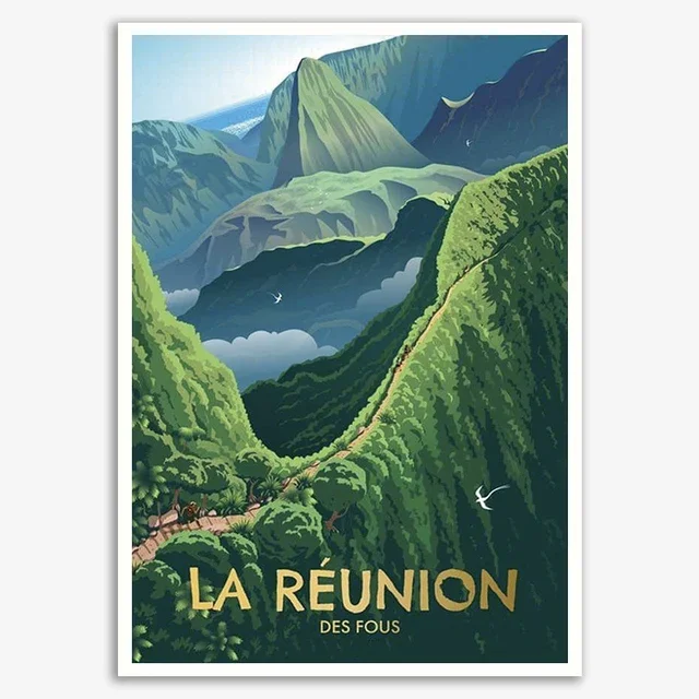 Plakat Reunion - vintage podroze i krajobraz Wzór 6