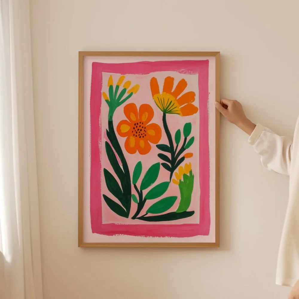 Bukiet polnych kwiatów - plakat botaniczny Czerwony