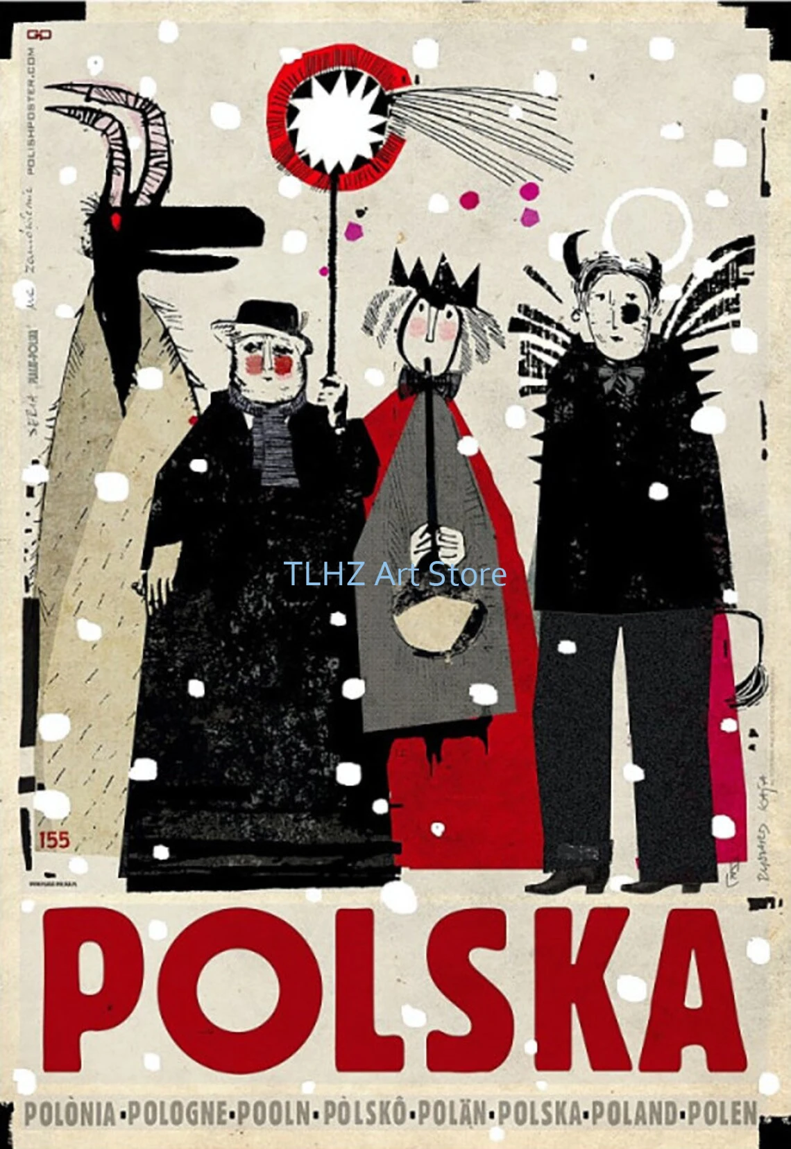 Polska vintage - plakaty miast i krajobrazów Ciemny szary