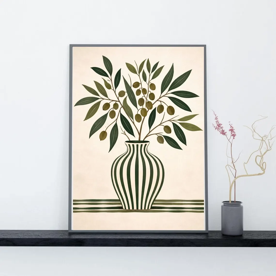 Plakat z pomarańczą w stylu farmhouse Szary