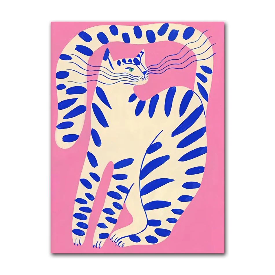 Kobiety, koty i kwiaty - plakat pop-art Biały