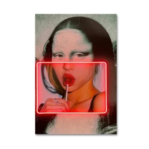 Plakat pop-art Mona Lisa z lizakami Biały