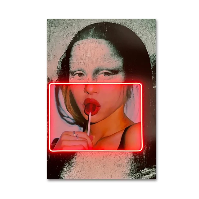 Plakat pop-art Mona Lisa z lizakami Biały