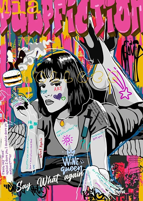 Scarface i Mona Lisa - plakat pop art graffiti Brązowy