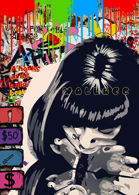 Scarface i Mona Lisa - plakat pop art graffiti Czerwony