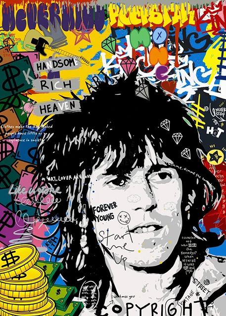 Scarface i Mona Lisa - plakat pop art graffiti Jasnoszary
