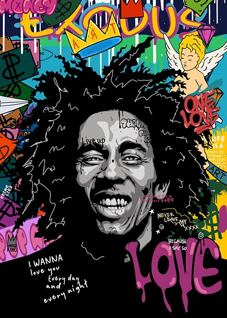 Scarface i Mona Lisa - plakat pop art graffiti Zielony