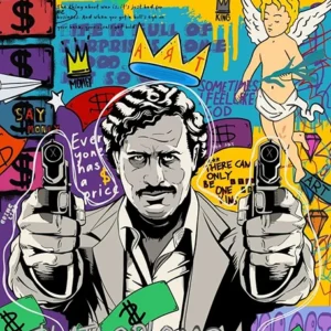 Scarface i Mona Lisa - plakat pop art graffiti żółty