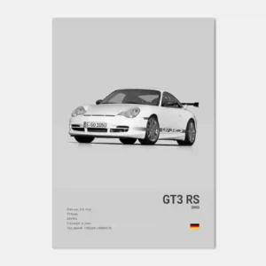 Porsche 911 GT3 RS - czarno-biały plakat Wzór 1