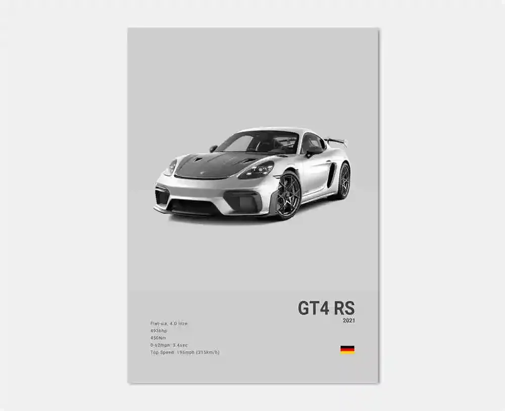 Porsche 911 GT3 RS – czarno-biały plakat Wzór 10