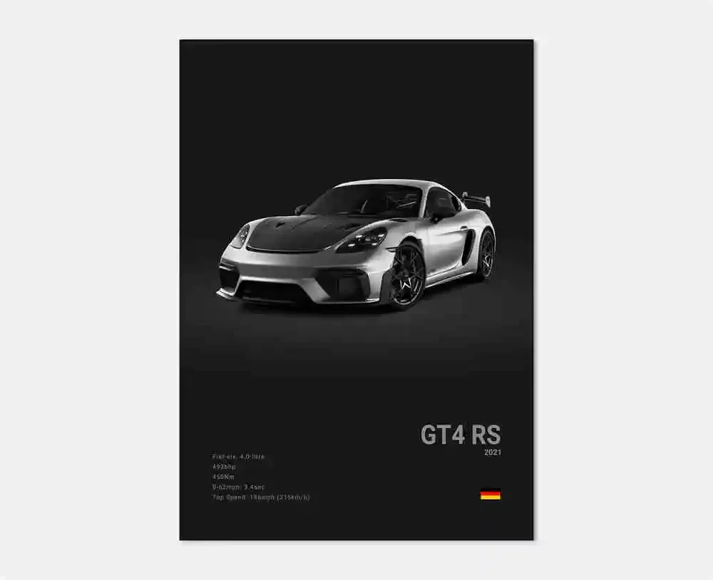 Porsche 911 GT3 RS – czarno-biały plakat Wzór 12