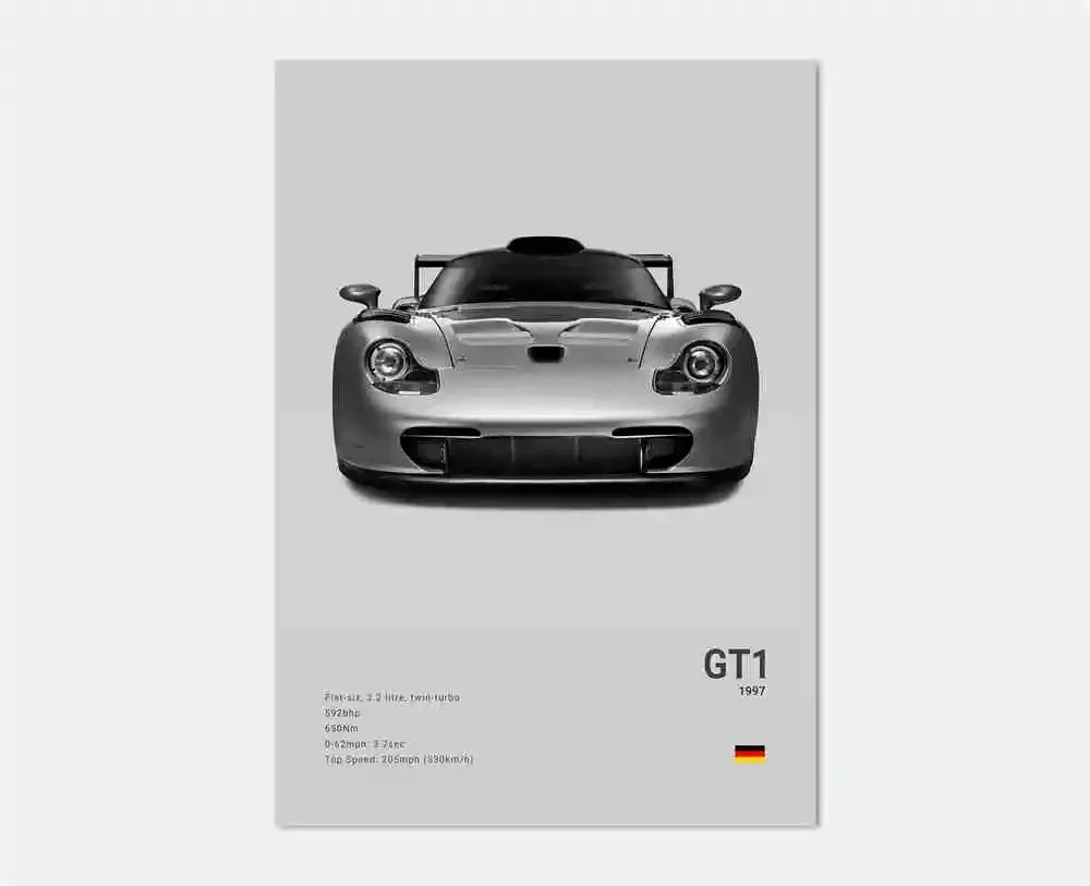 Porsche 911 GT3 RS - plakat do garażu czarno-biały Wzór 3